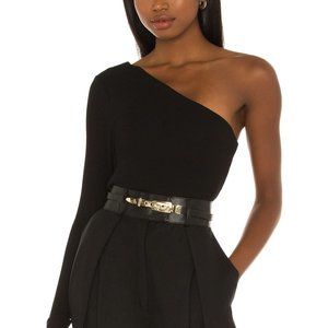 Karol Ribbed One-Shoulder Black Crop Top